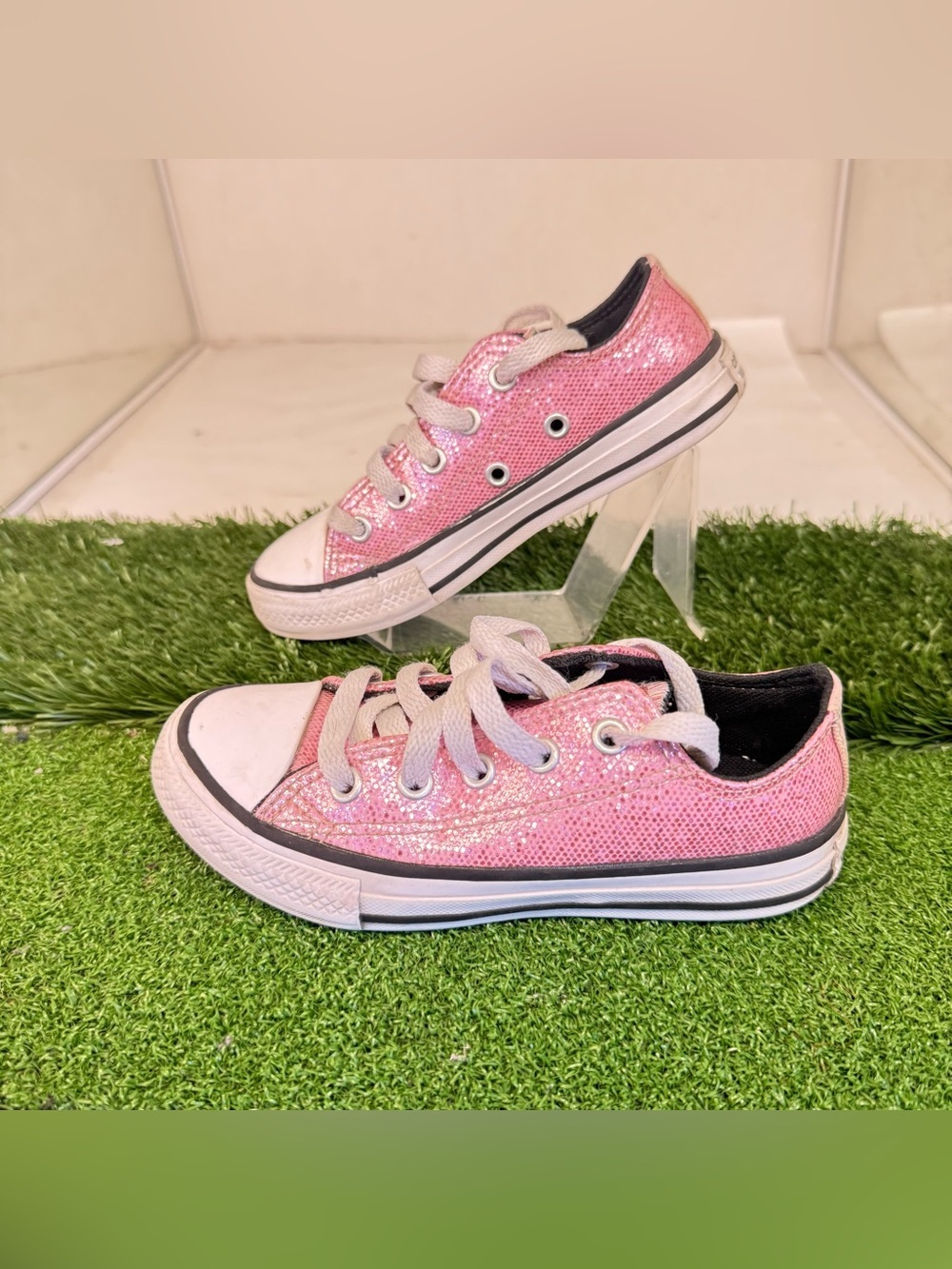 Converse Kids Pink Glitter Low-Top Sneakers